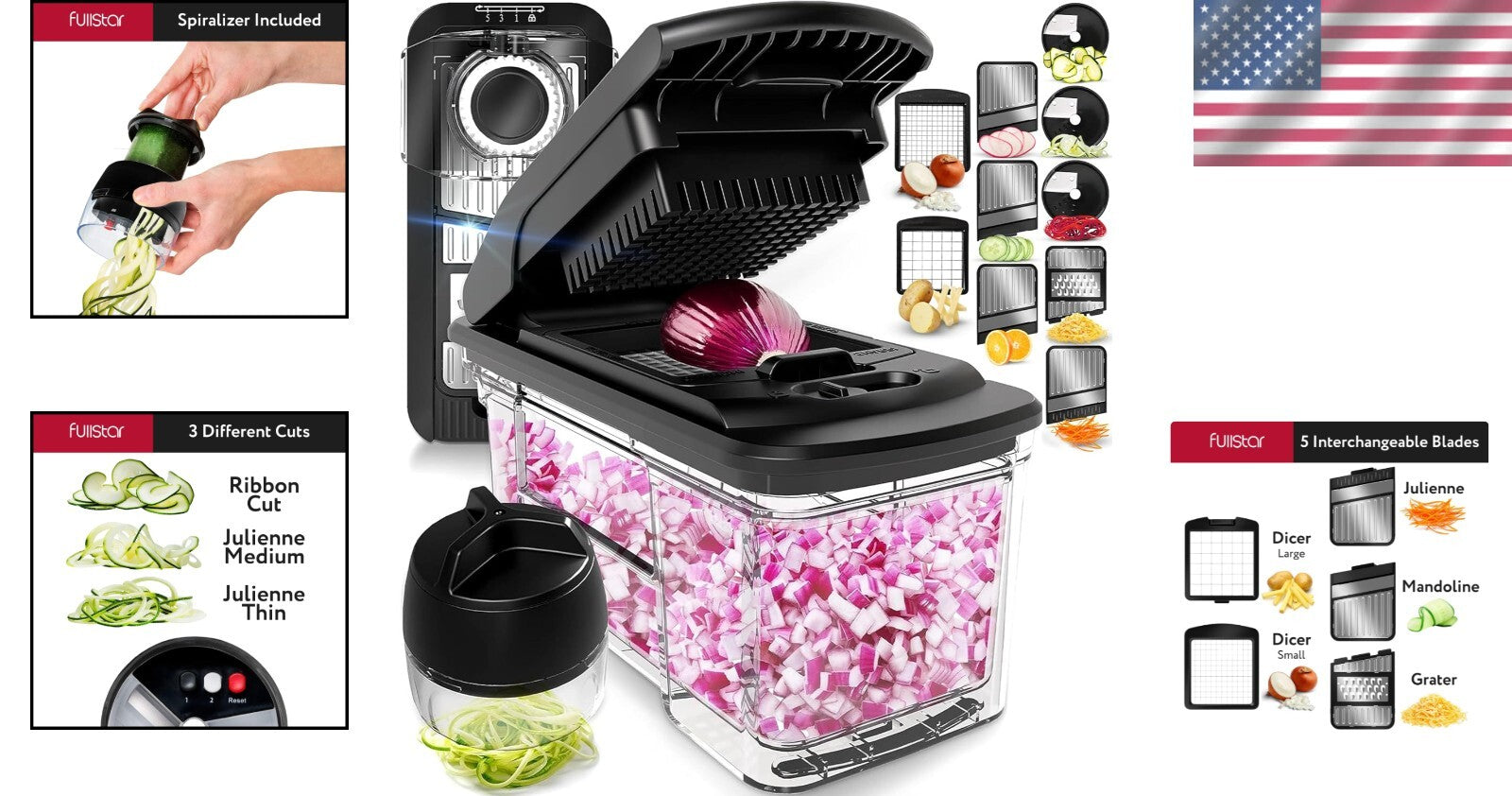 Ultimate 6-in-1 Vegetable Chopper and Mandoline Slicer with Bonus Spiralizer