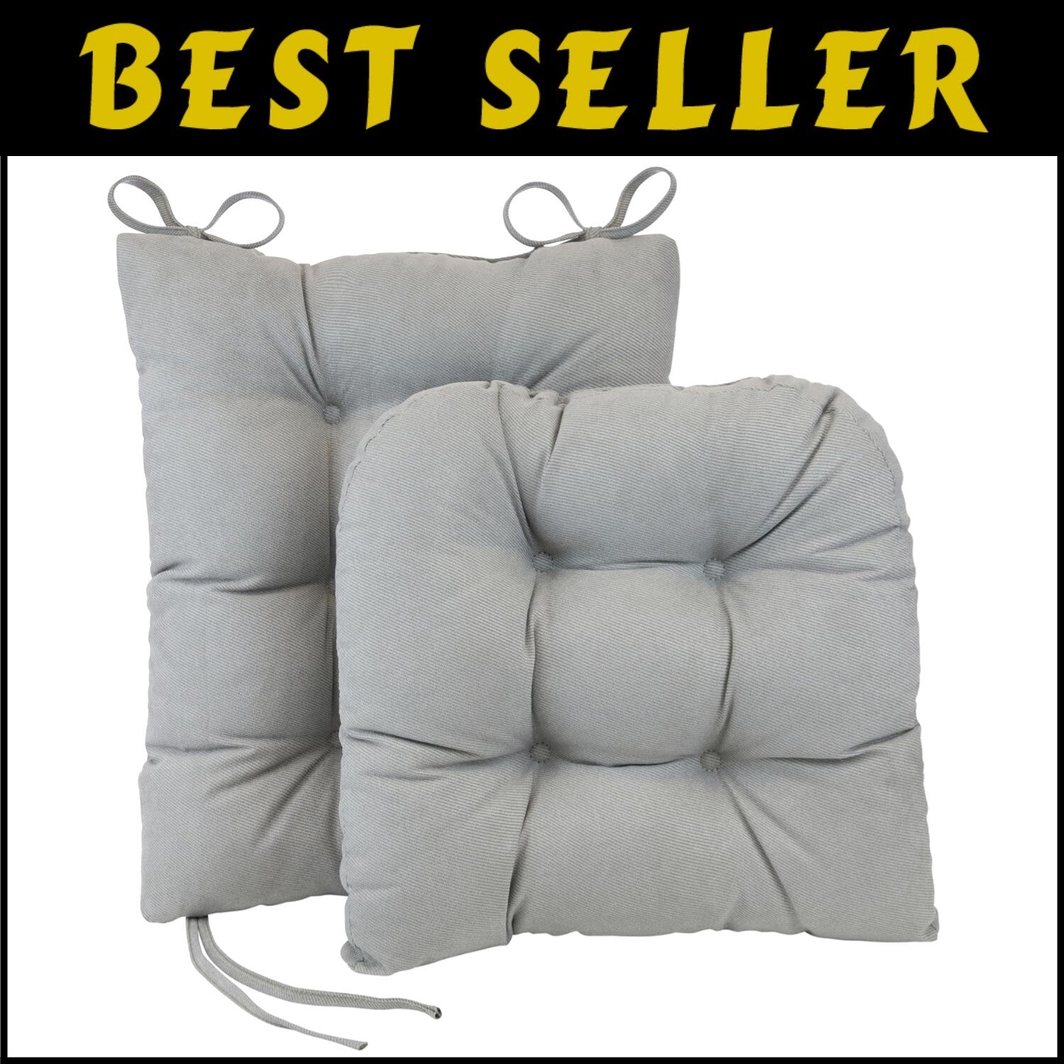 Plush 2-Piece Rocking Chair Cushion Set - Non-Slip Design in Twillo Gray, 17"