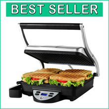 Load image into Gallery viewer, Versatile 1500W Sandwich Grill with Removable Drip Tray &amp; Adjustable Thermostat