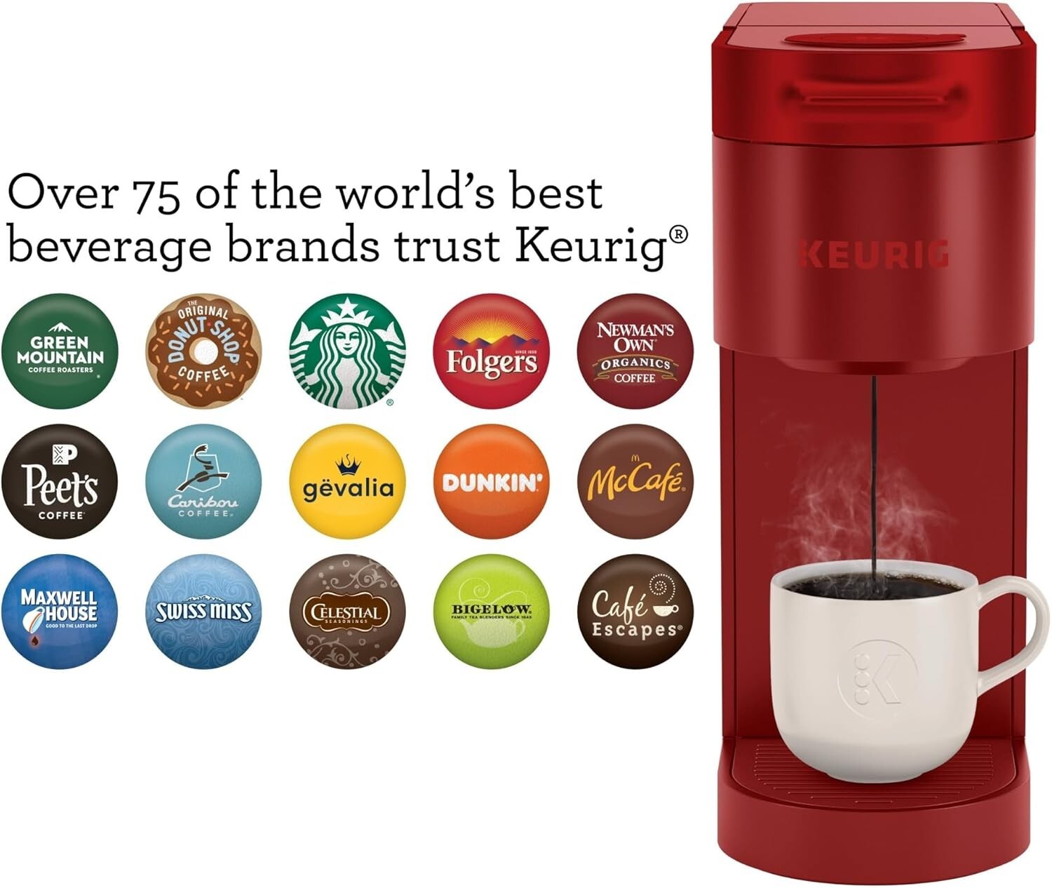 Compact Scarlet Red K-Slim Single Serve Coffee Maker with Programmable Features