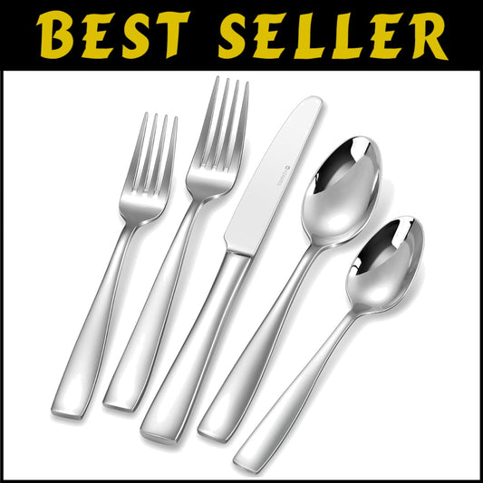 Elegant 65-Piece Stainless Steel Flatware Set - Service for 12, Dishwasher Safe