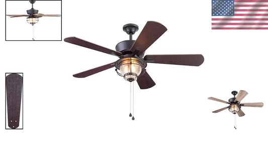Bronze 5-Blade Ceiling Fan with Remote Control Capability and LED Light Kit