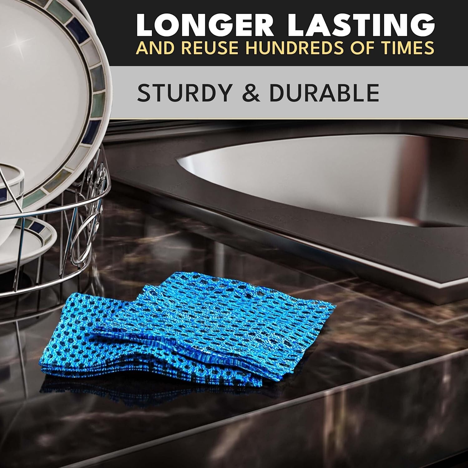 Eco-Friendly Non-Abrasive Dish Scrubbers - 12 Reusable Kitchen Pads