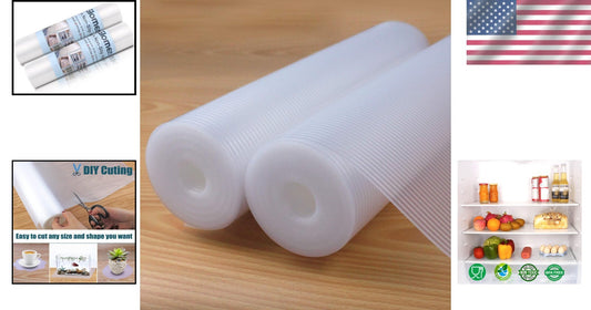 Durable Oil-Proof Non-Adhesive Shelf Liners - 16” x 20 FT Clear Striped Design