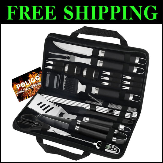 29-Piece Stainless Steel BBQ Tools Set with Storage Bag - Perfect Grilling Gifts
