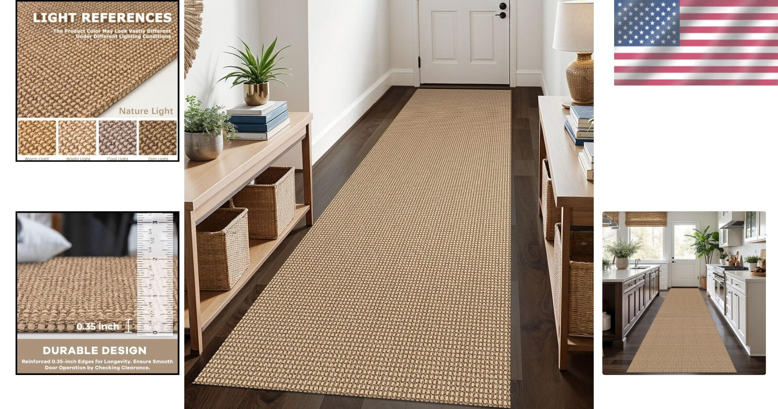 Farmhouse 3x10 ft Entryway Runner Rug - Soft, Stain Resistant, Machine Washable