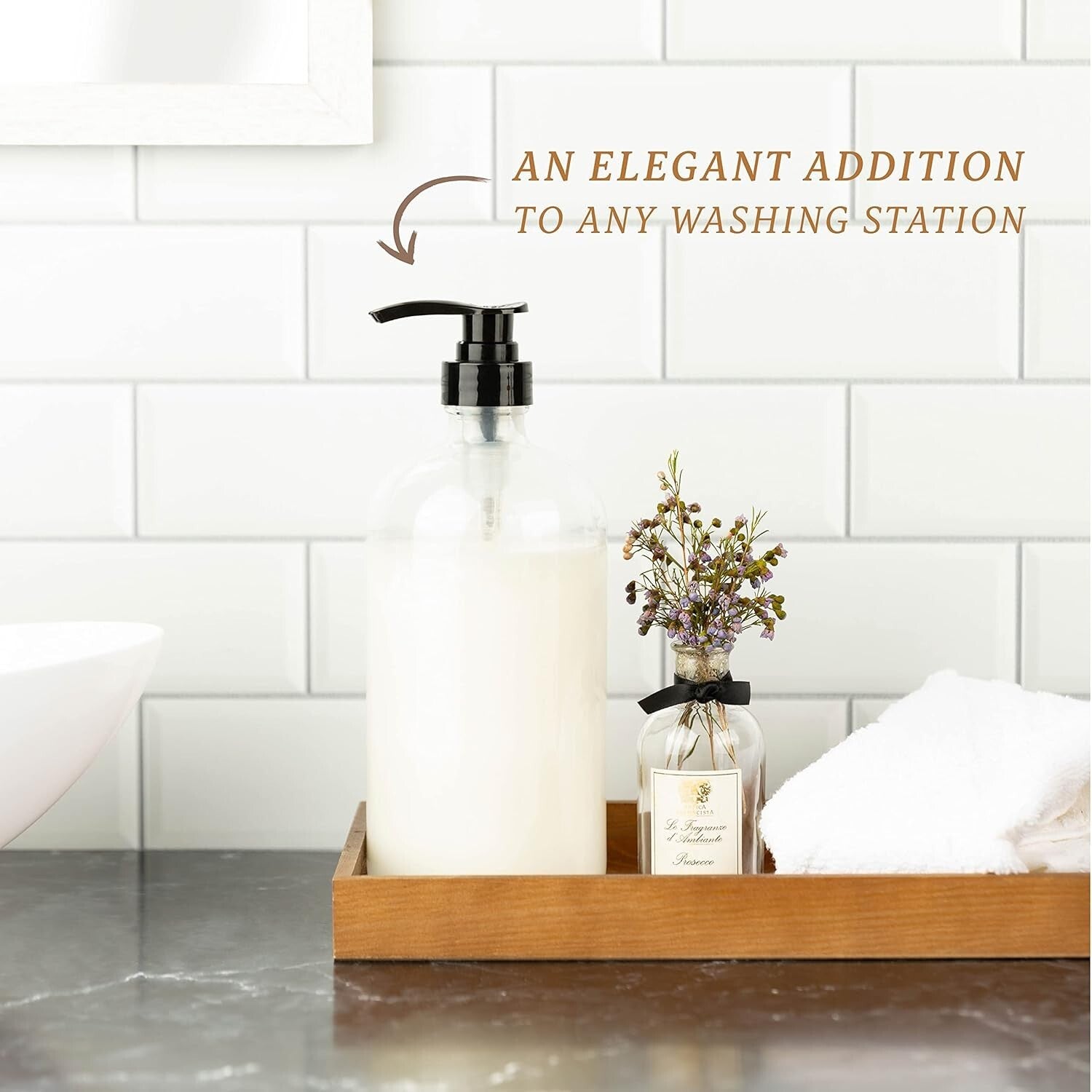 Stylish 32 oz Clear Refillable Shampoo Pump Bottle - Eco-Conscious Living