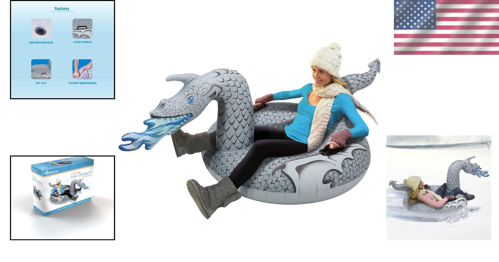 Ice Dragon and More! Vibrant Inflatable Sleds for Thrilling Winter Adventures