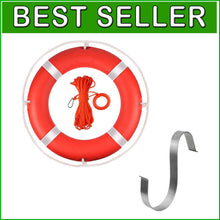 Load image into Gallery viewer, Emergency-Ready 28" Sailing Life Ring with Reflective Tape and Storage Bracket
