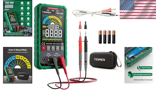 Smart TRMS Digital Multimeter – 6000 Counts, Voltage & Current Tester in Green