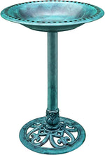 Load image into Gallery viewer, Elegant 28-Inch Lightweight Green Polyresin Bird Bath for Outdoor Garden Decor