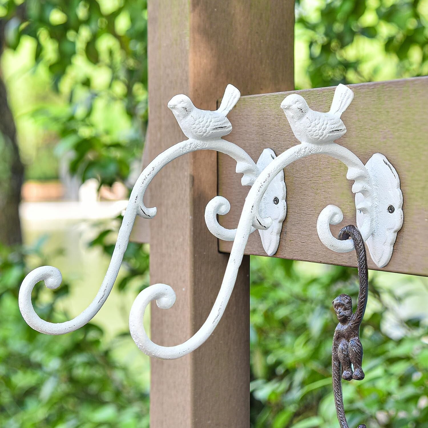 Sturdy 2PC 10-Inch Cast Iron Hanging Brackets - Ideal for Planters & Wind Chimes
