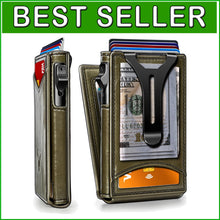 Load image into Gallery viewer, Minimalist Men's Wallet - Slim Magnetic Leather Clip Wallet with Gift Packaging