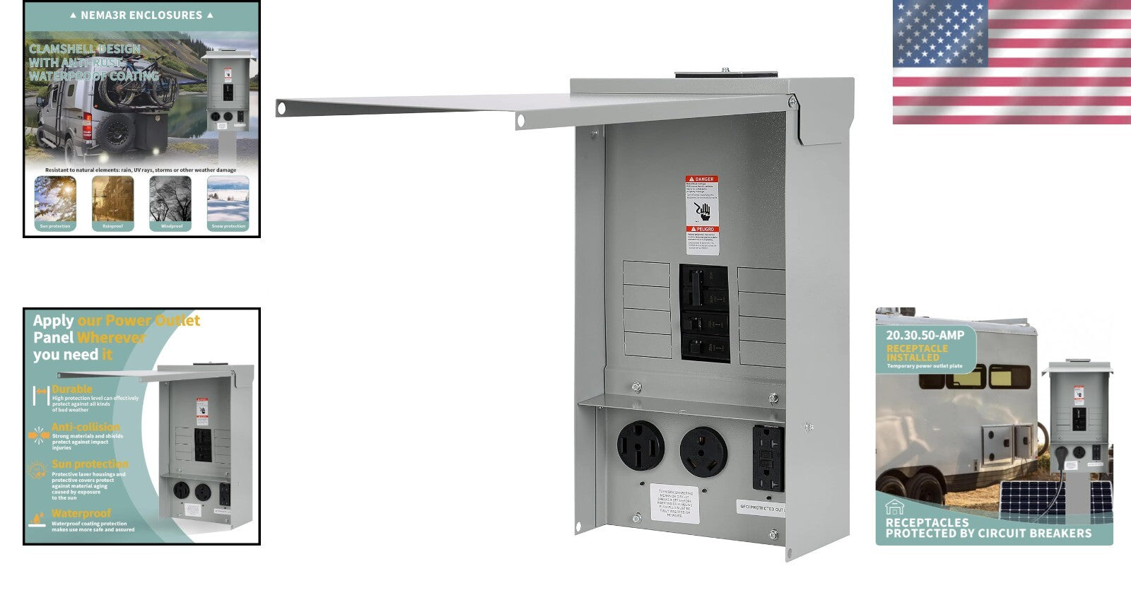 Enhanced Safety 50 Amp Temporary Power Box - Quick Installation & All-Weather