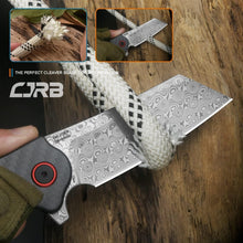 Load image into Gallery viewer, Stylish Rose Damascus Folding Knife with Cleaver Blade and Carbon Fiber Grip