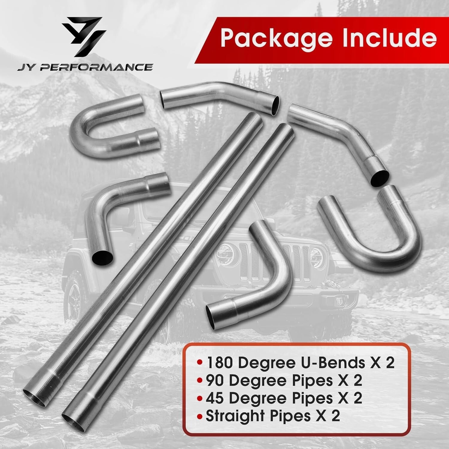 Custom 3" T304 Stainless Steel Exhaust Pipe Kit - 16G, 8 PCS with Mandrel Bends