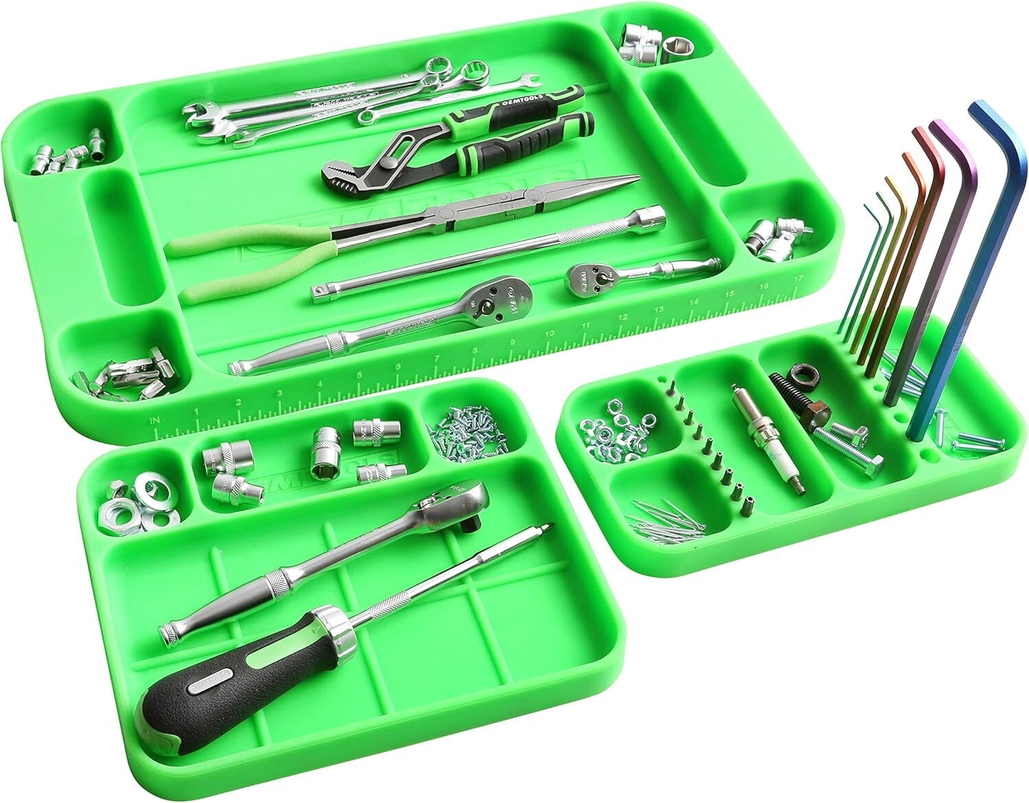 Heat-Resistant Rubber Tool Mats: 3-Piece Rounding Tray Set for Easy Organization