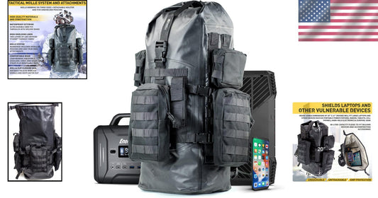 40L Military-Grade Waterproof Faraday Backpack with MOLLE System for Electronics