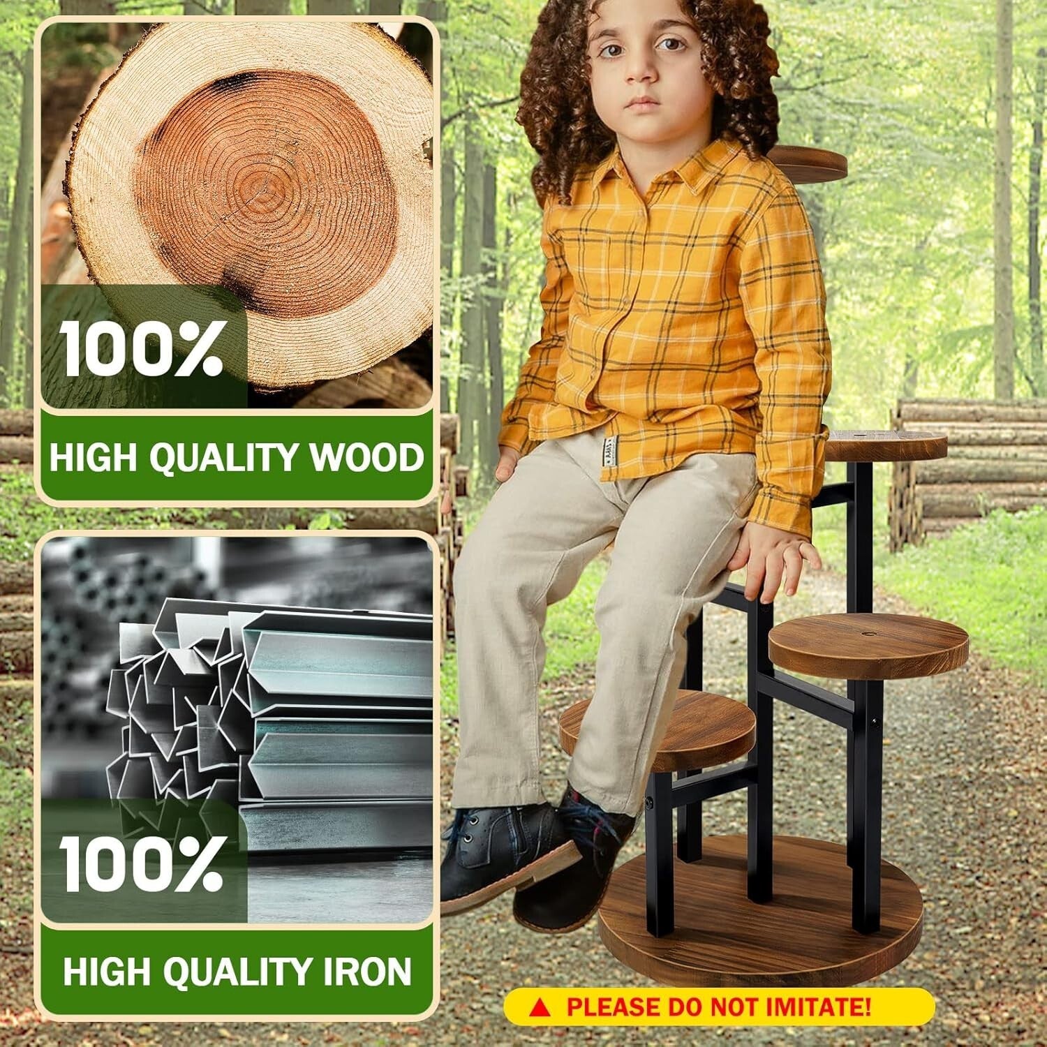 5-Tier Plant Stand - Elegant Metal & Wood Display Rack for Indoor Outdoor Use