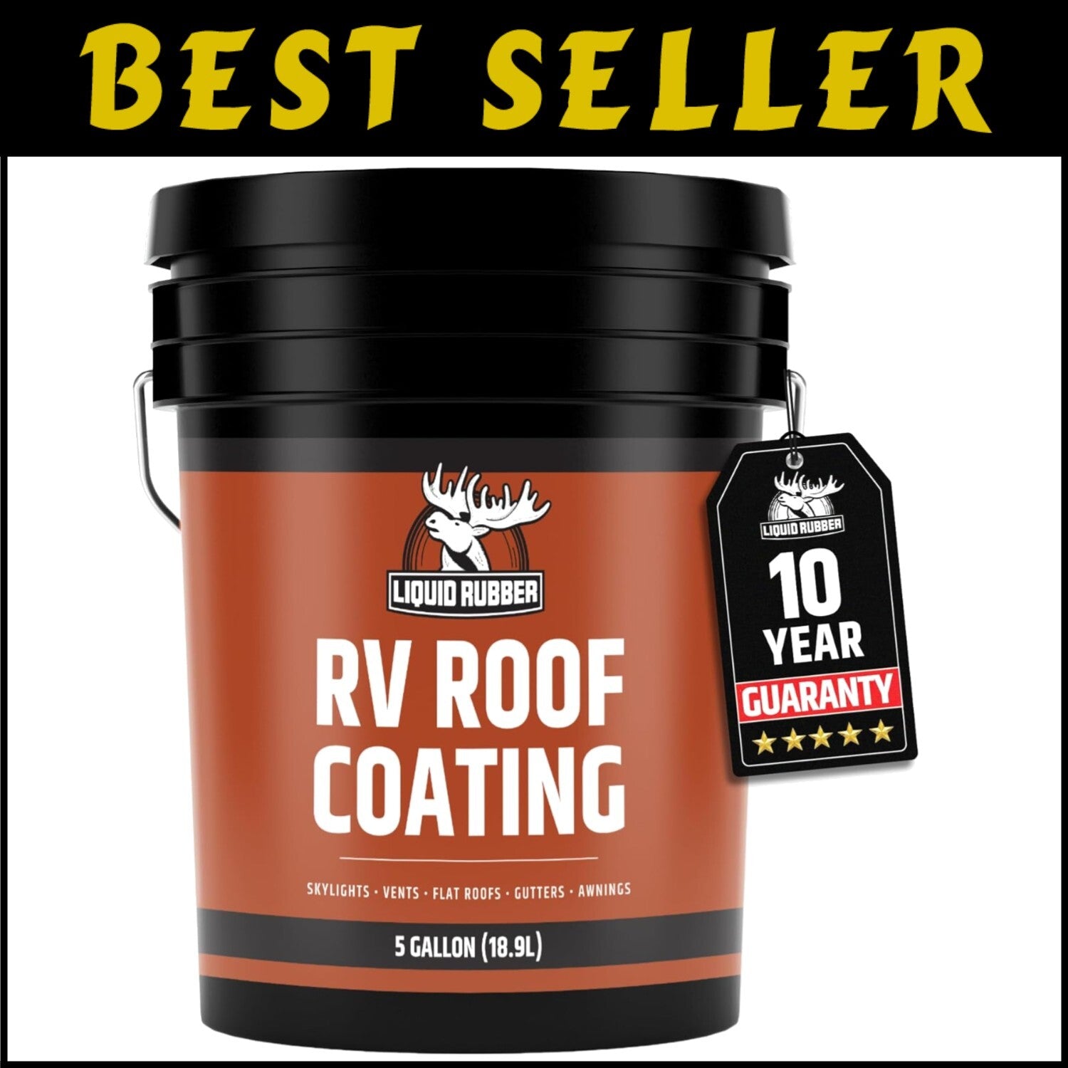 Flexible Waterproof RV Roof Sealant - 5 Gallon Brilliant White Coating for RVs