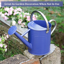 Load image into Gallery viewer, Premium Galvanized Steel Watering Can - 1 Gallon, Ergonomic Handles, Navy Design