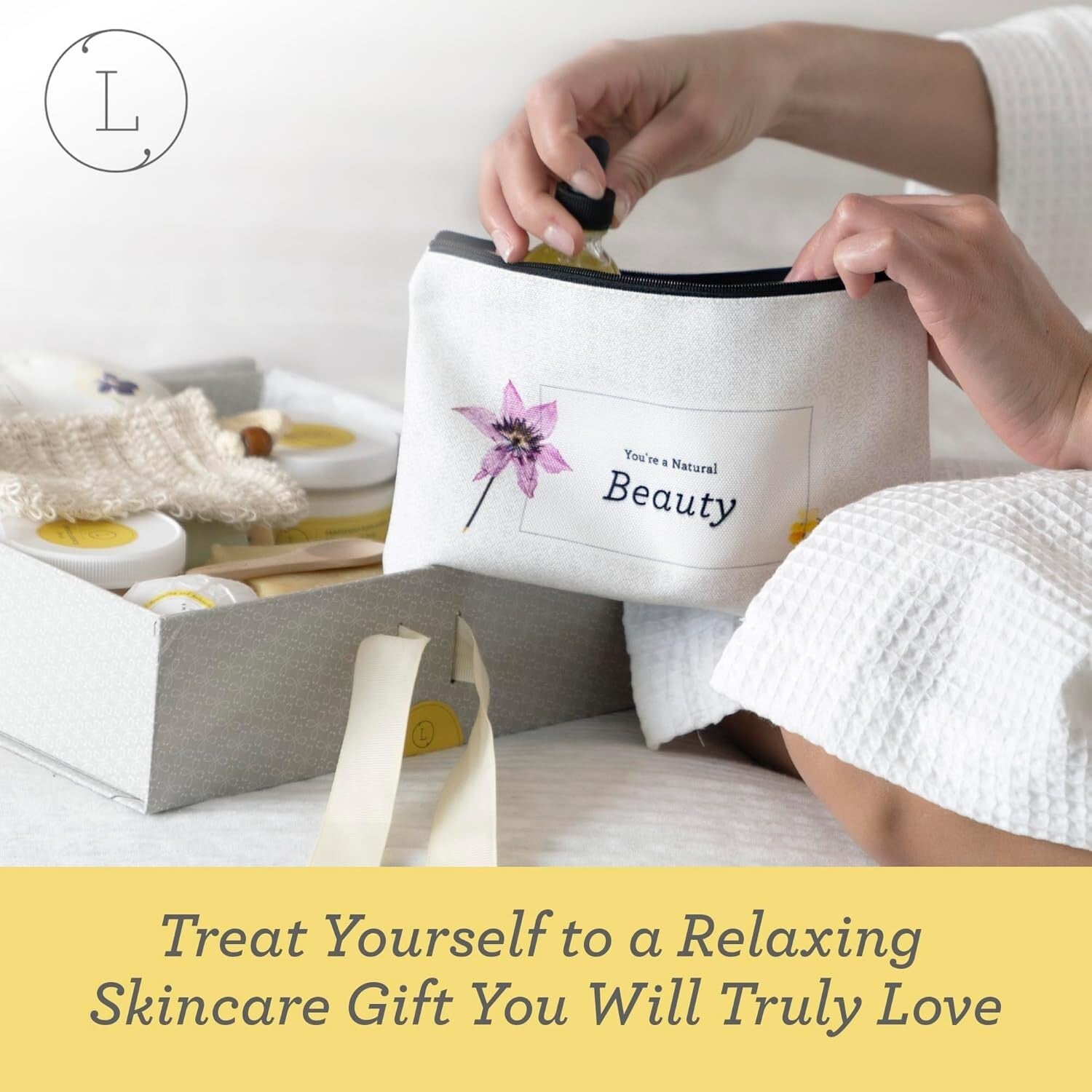 Elegant Citrus Spa Gift Basket - 15-Piece Women’s Self-Care Kit for Relaxation