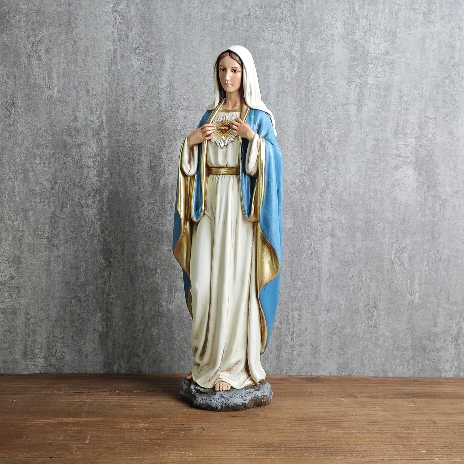 Stylish 16.5" Renaissance Mary Statue - Artistic Stone Resin for Faithful Spaces