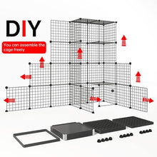 Load image into Gallery viewer, Modern Black Metal Cat Cage with Scratching Posts - Ideal for Indoor Leisure