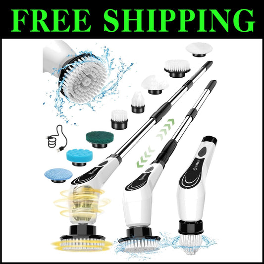 Waterproof Electric Spin Scrubber - Lightweight & Cordless with 2 Speed Settings