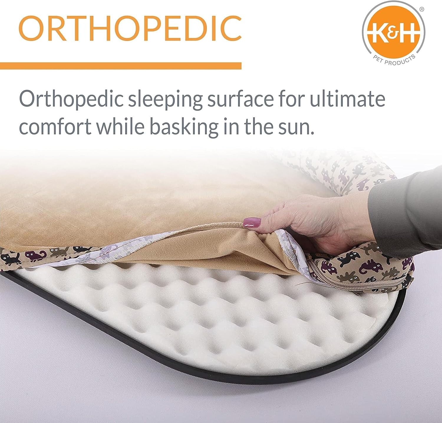 Stylish Indoor Cat Hammock with Removable Bolster for Sunbathing - 14 x 24 in