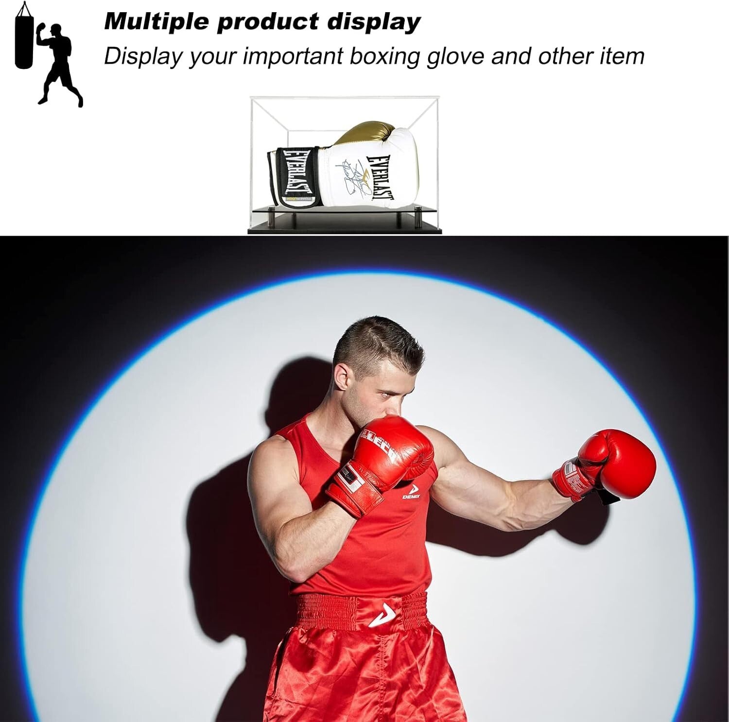 13.3'' Clear Acrylic Glove Display Case Holder with Fixed Bracket for Stability