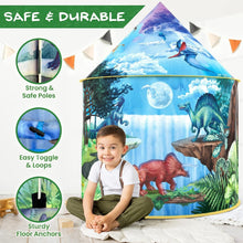 Load image into Gallery viewer, Kids Dinosaur Tent with Interactive Roar Sounds &amp; Remote-Controlled LED Lights