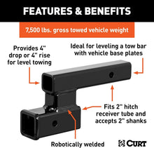 Load image into Gallery viewer, Carbon Steel 2-Inch Hitch Adapter - Adjusts 4-In for Trailer &amp; Vehicle Leveling