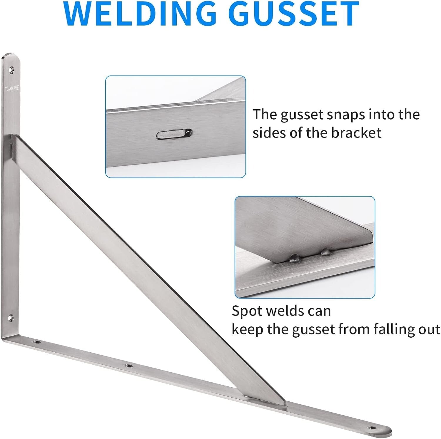 Stainless Steel 20" Shelf Brackets - 550lb Capacity, Ideal for DIY Projects