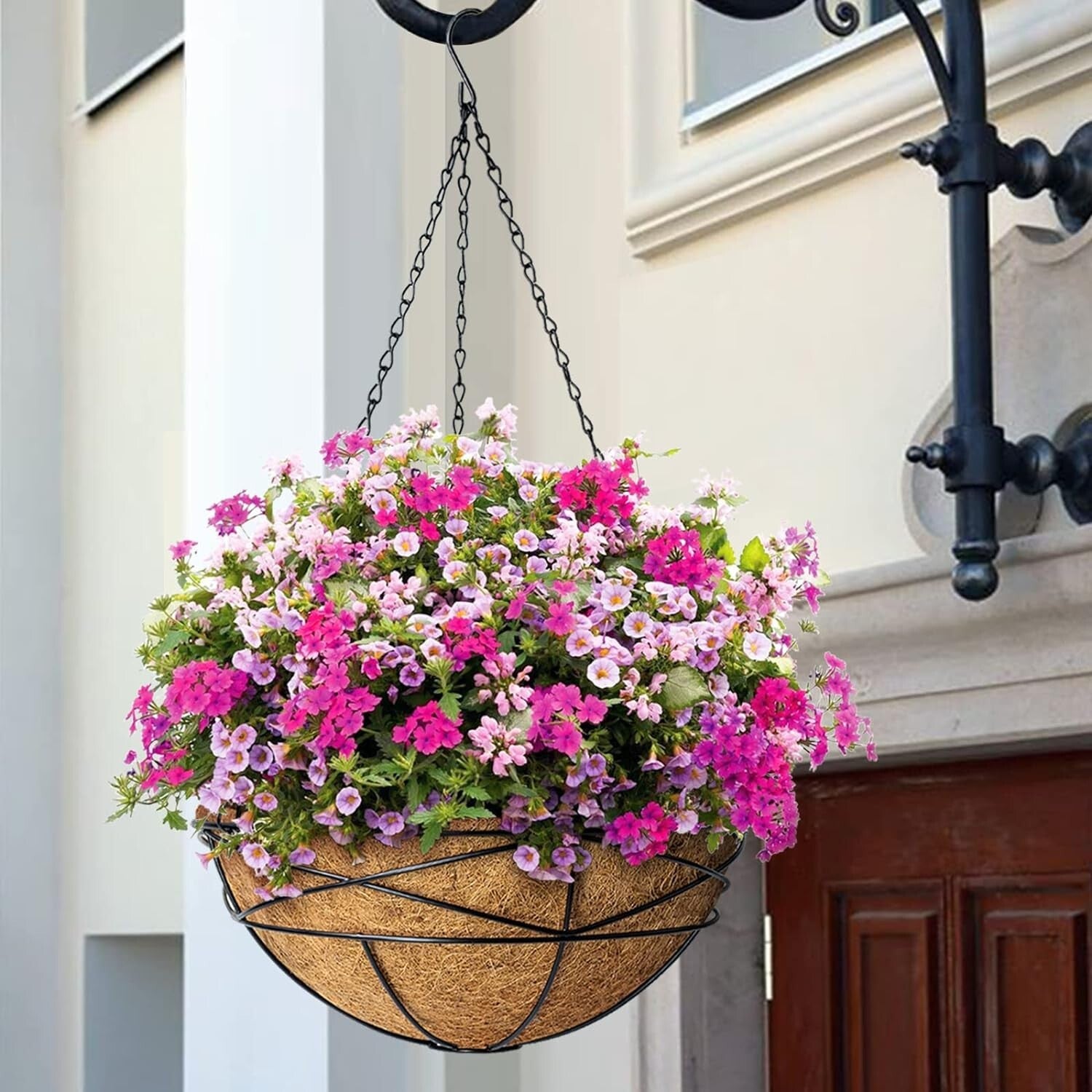 Weatherproof 4 Pack 14" Hanging Baskets with Coco Liner - Ideal for Outdoors