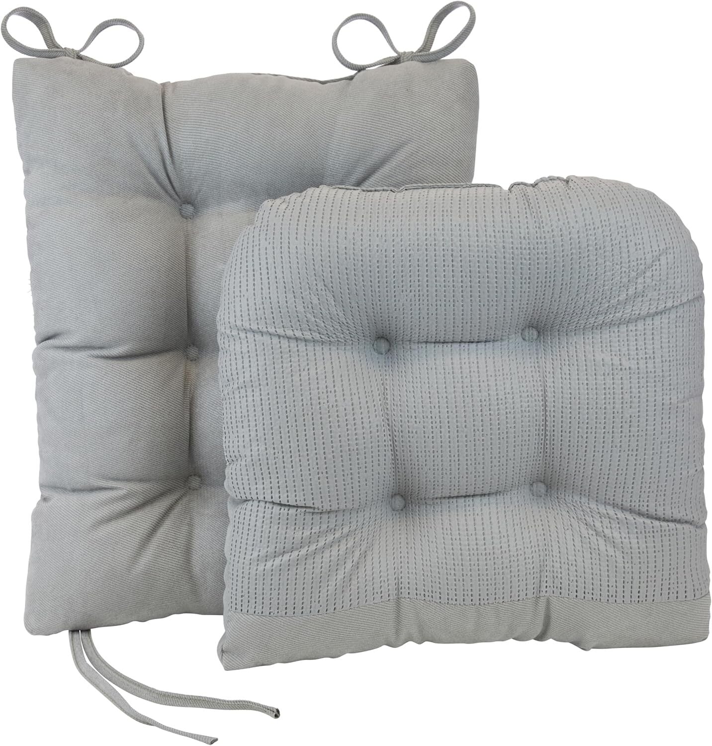 Plush 2-Piece Rocking Chair Cushion Set - Non-Slip Design in Twillo Gray, 17"