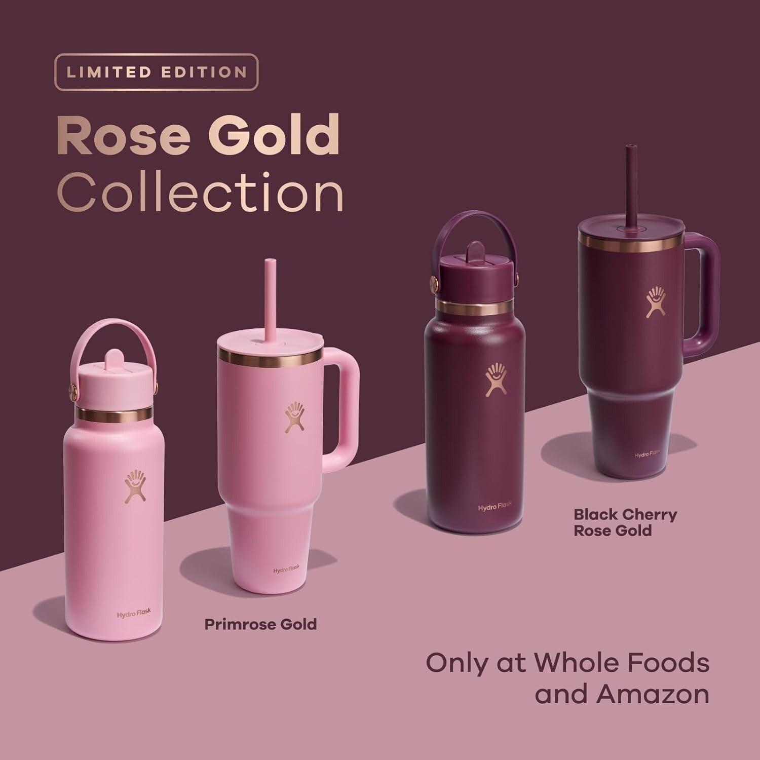 Black Cherry Rose Gold Insulated Water Bottle - 24 Hours of Cold Refreshment