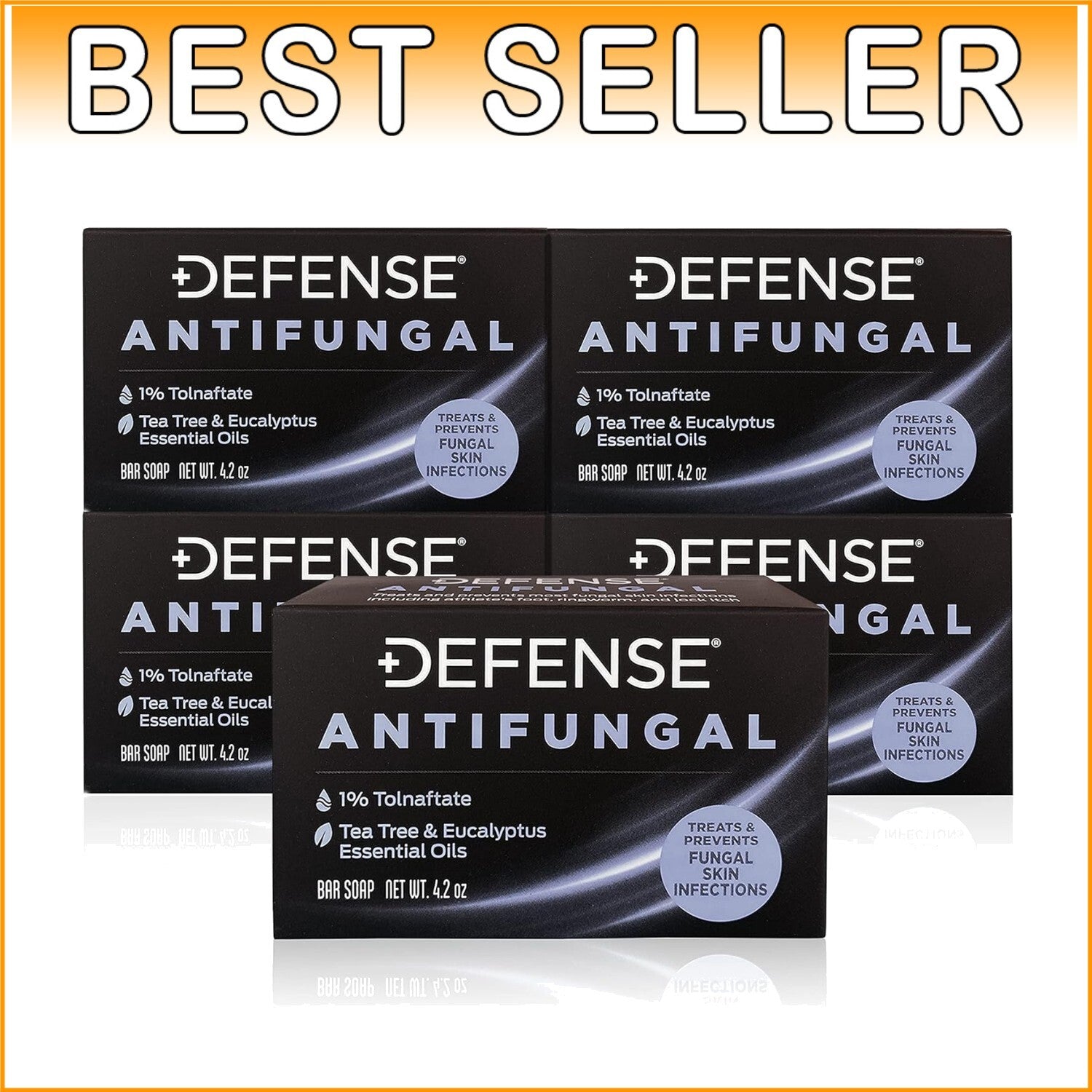 Defense Antifungal Medicated Bar Soap 5-Pack | Fight Jock Itch & Athlete's Foot