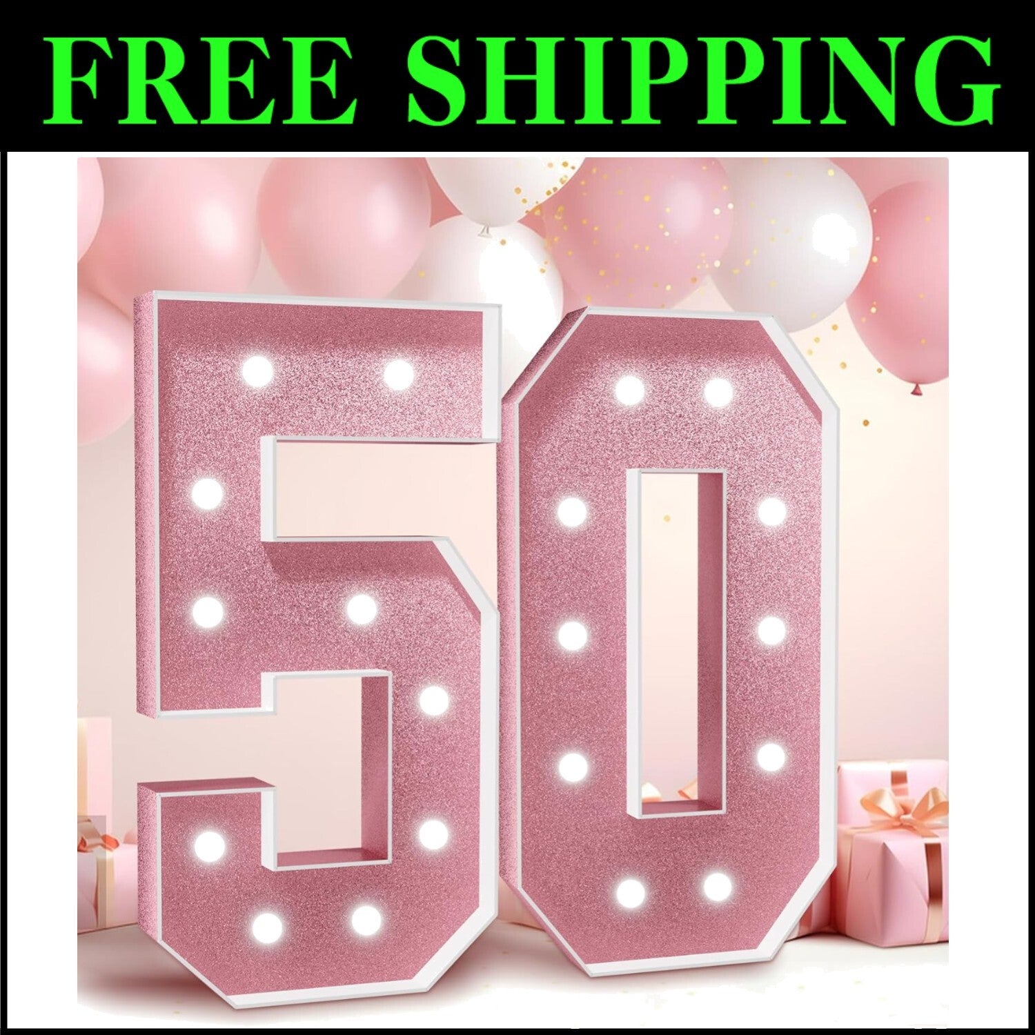 Rose Gold Light-Up Numbers – Perfect 50th Anniversary Tabletop Decoration