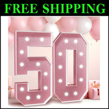 Load image into Gallery viewer, Rose Gold Light-Up Numbers – Perfect 50th Anniversary Tabletop Decoration