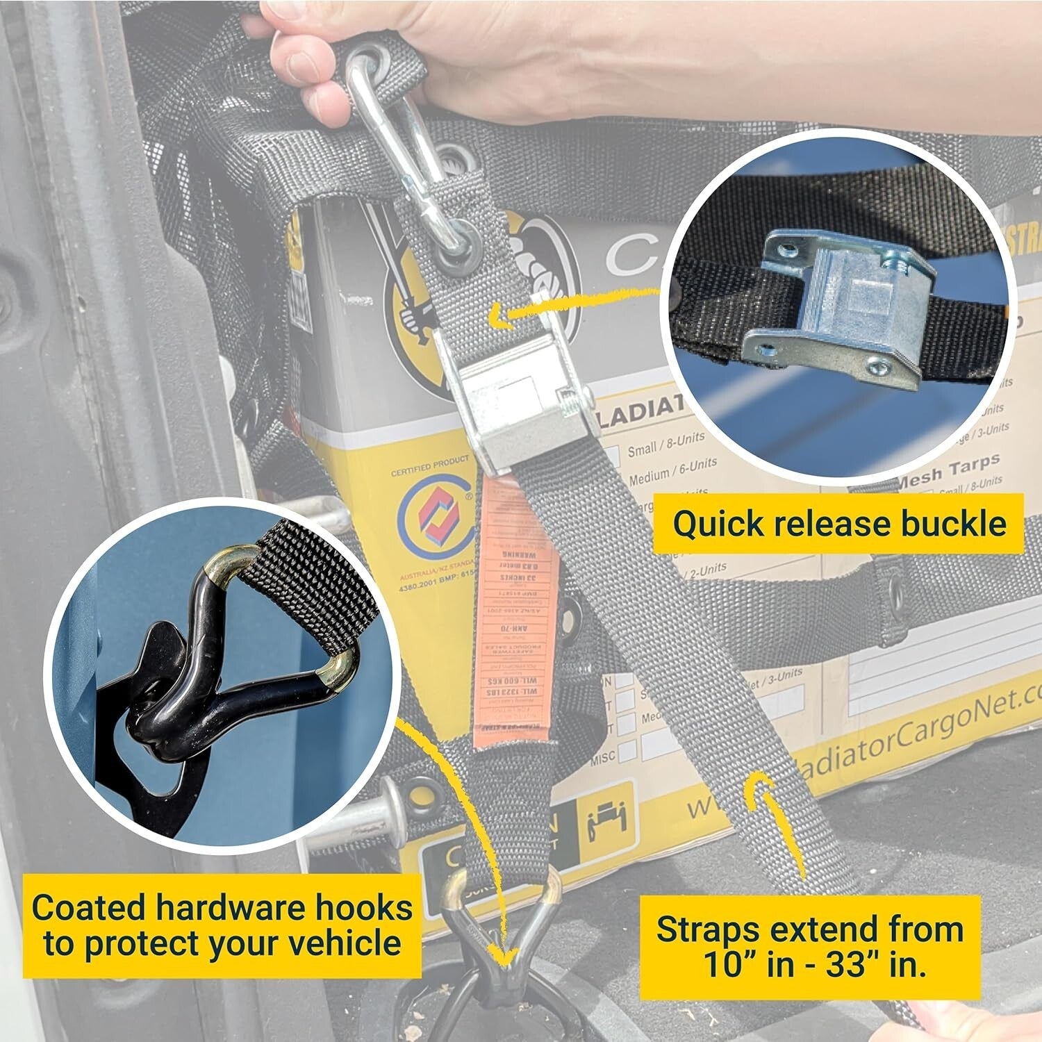 Weatherproof Medium 6.75' x 8' Cargo Net - Ideal for Trucks and Trailers