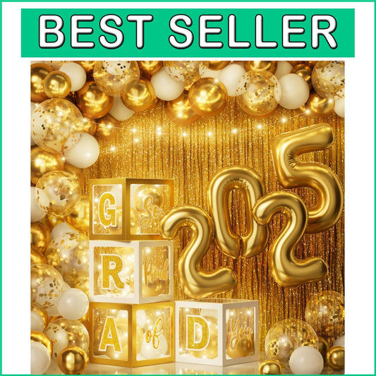 Elegant 86-Piece Graduation Party Decorations Set for Class of 2025 - White Gold