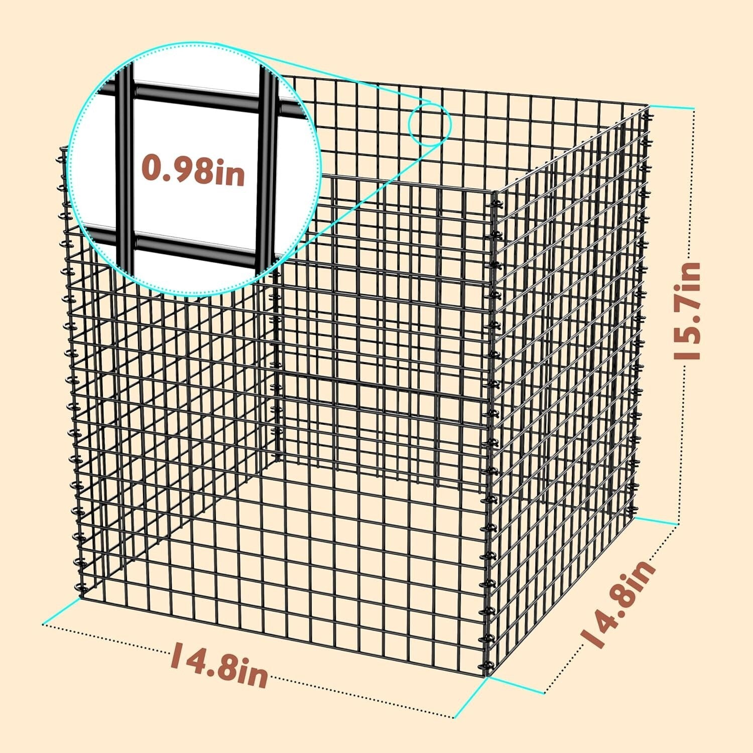 4-Pack Heavy-Duty Wire Plant Protectors - 14.8" Square Animal Cages