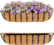 Load image into Gallery viewer, Classic 30” Window Box Deck Railing Planter with Natural Coco Liners - Set of 2