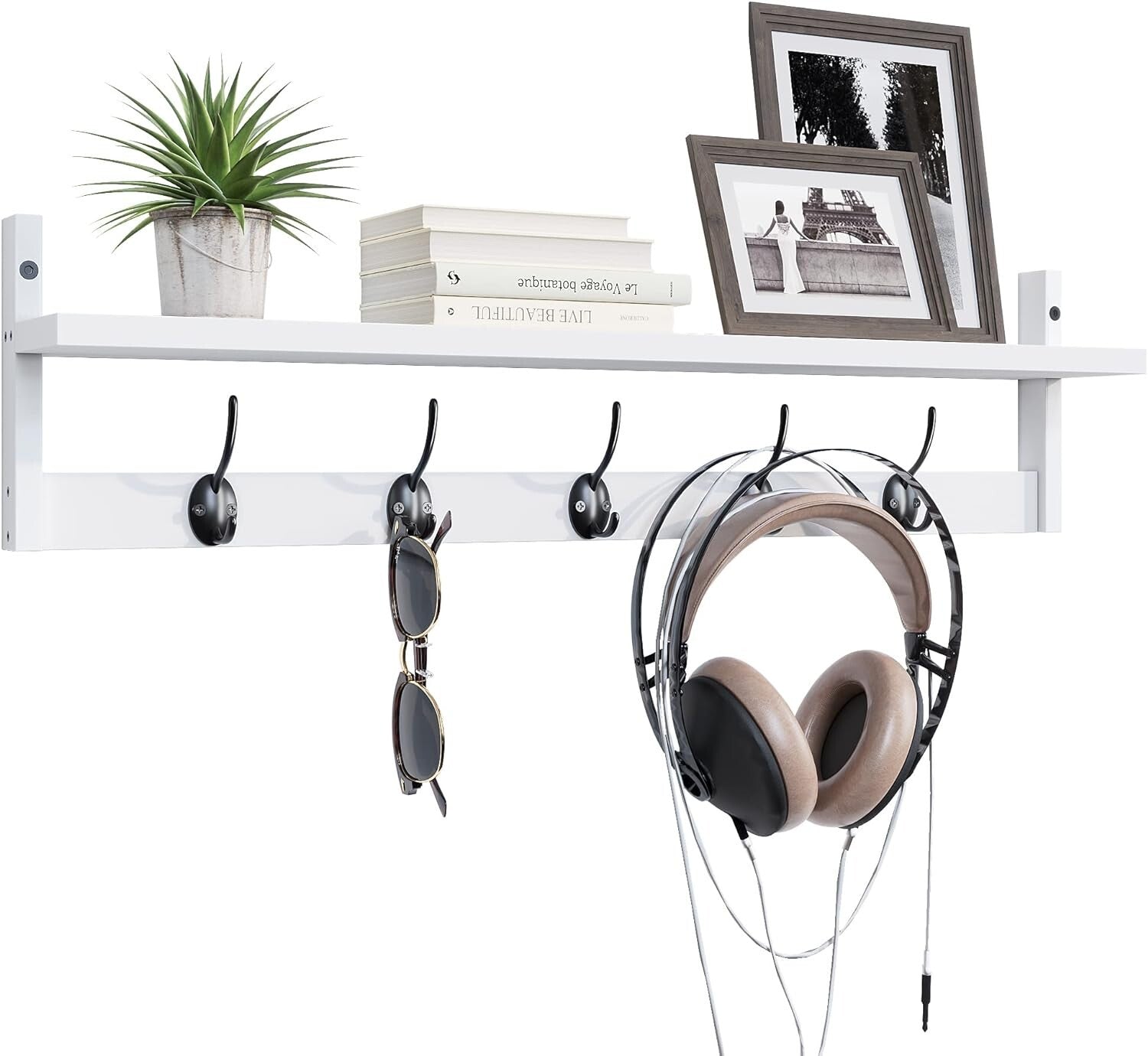 Versatile Wall-Mounted Coat Rack with Shelf - Ideal for Entryways & Bathrooms