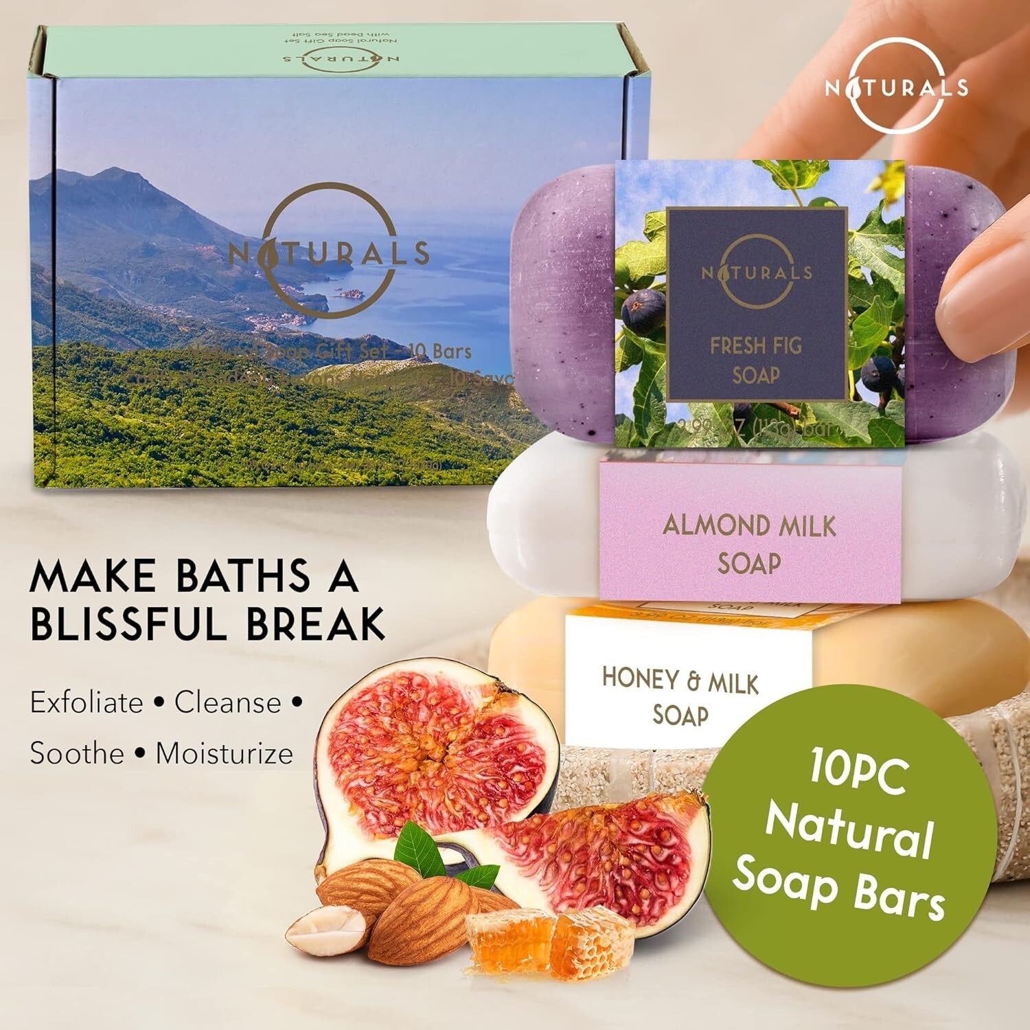 Luxurious 10pc Vegan Bar Soap Set - Natural Ingredients with Exfoliating Oils