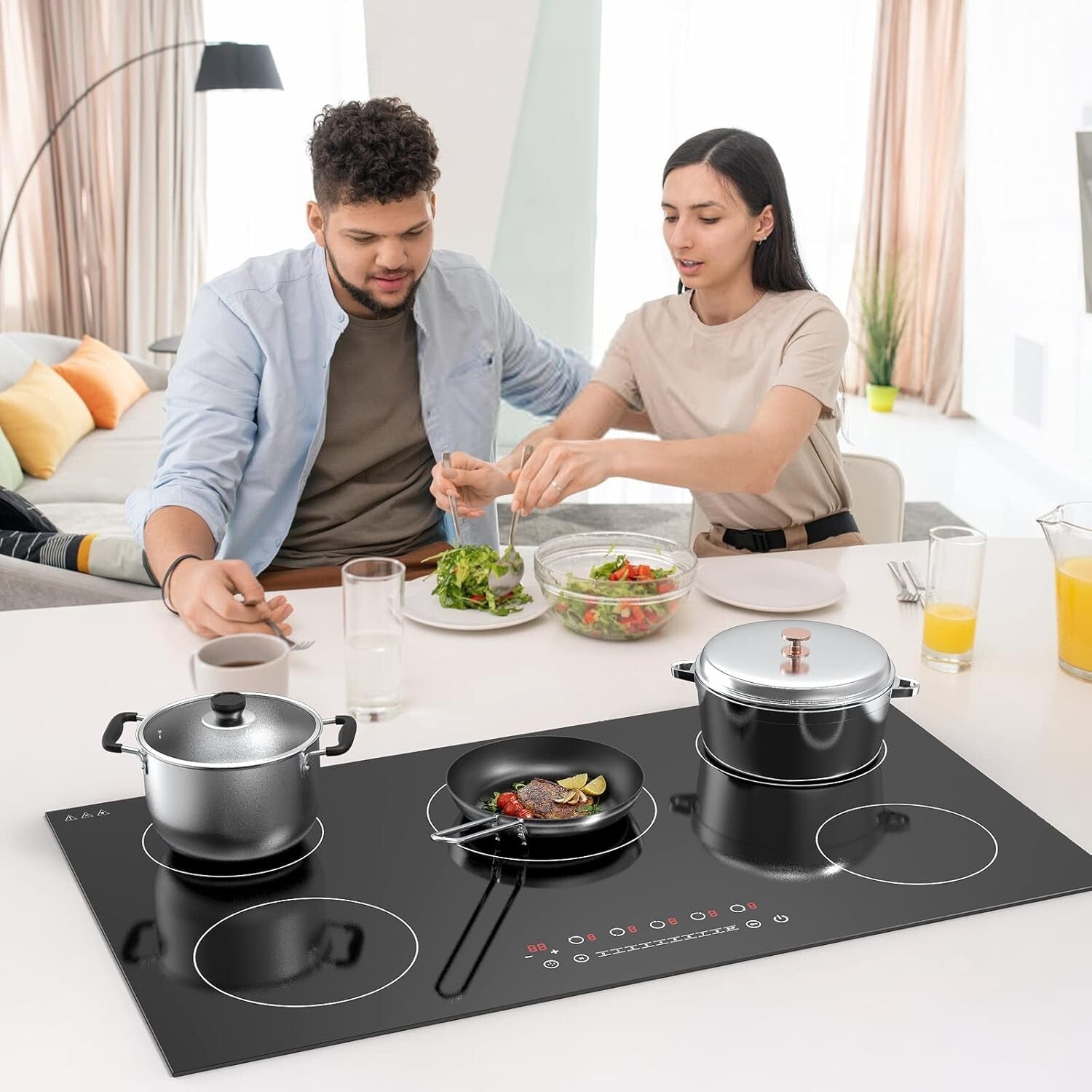 Efficient 36'' Induction Cooktop with 5 High-Power Burners and Safety Features