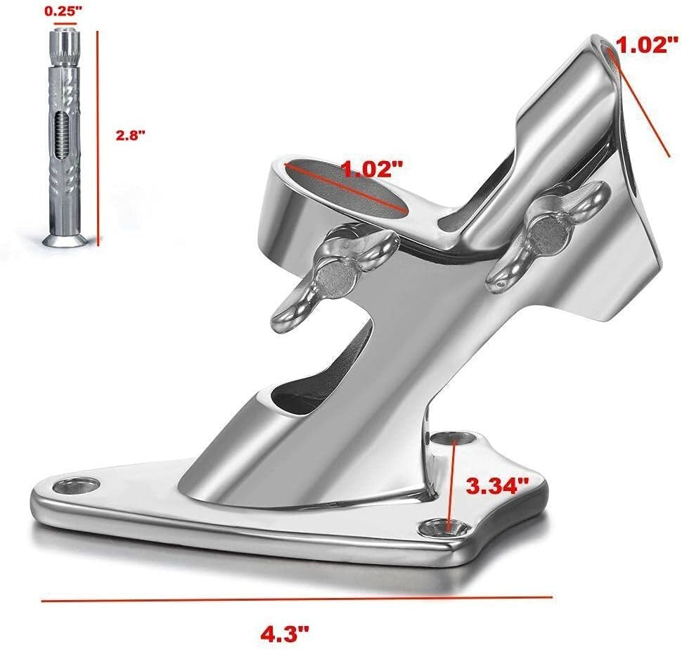 Corrosion-Resistant Flag Pole Mount with 316 Stainless Steel Hardware - 1 Inch