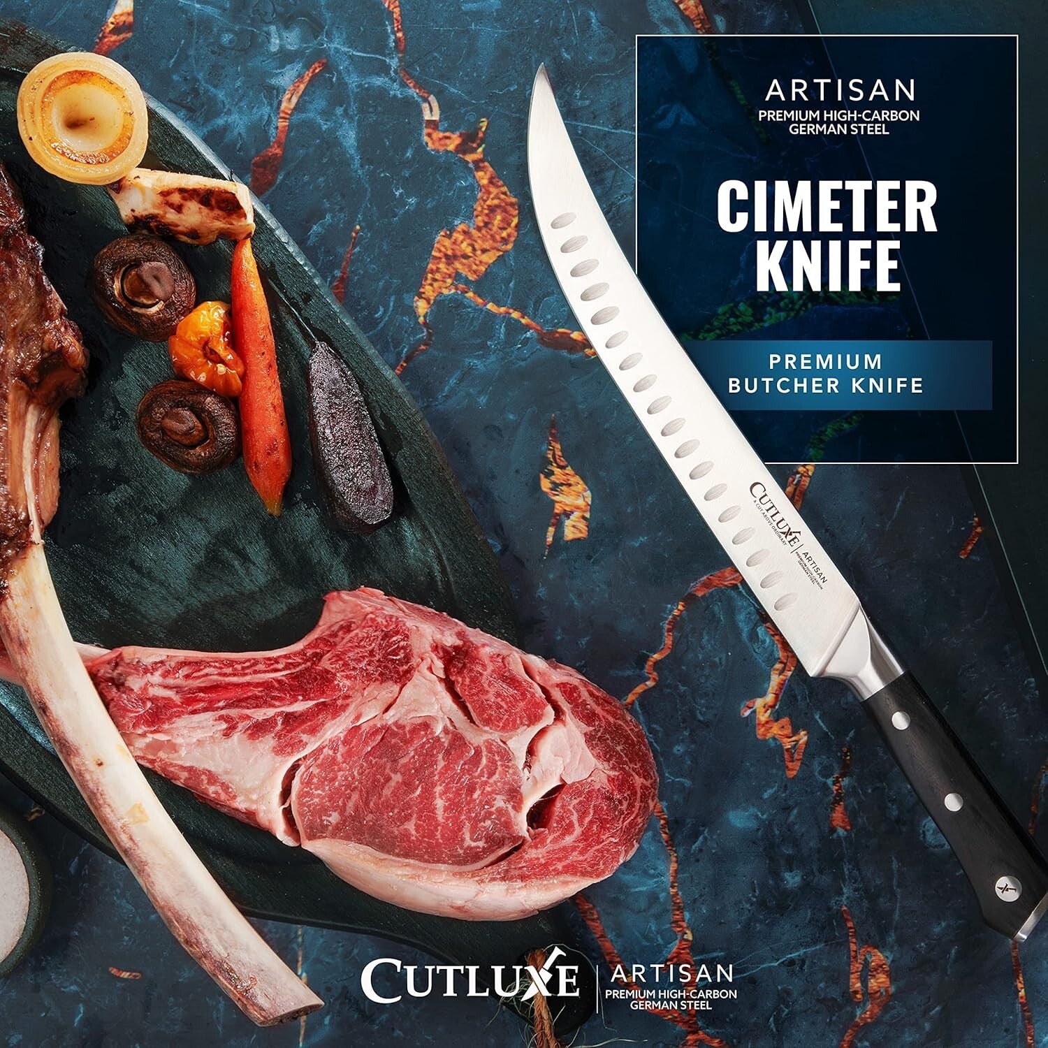 Artisan 10" Cimeter Butcher Knife - Razor Sharp High Carbon Steel Precision