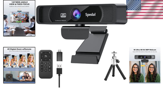 120° Wide Angle Zoomable Webcam with Remote Control - Ideal for Online Teaching